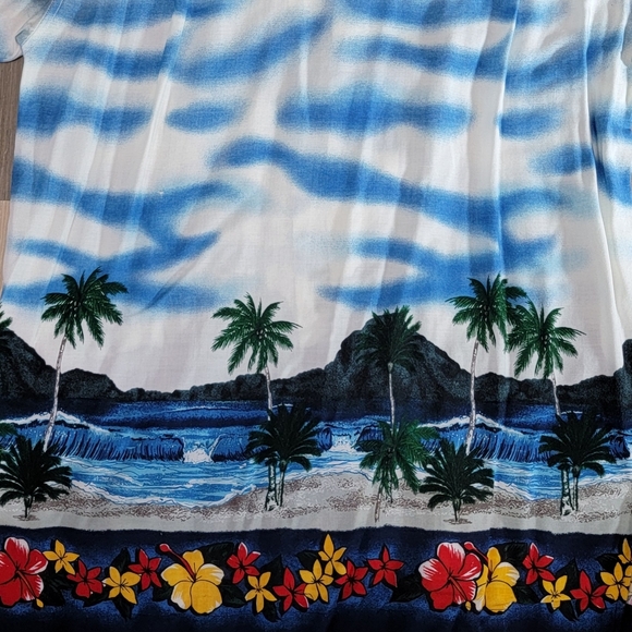 Cherokee Waikiki Wear Button Shirt M Blue Men Hawaiian Tropical Beach Graphic - Picture 5 of 5